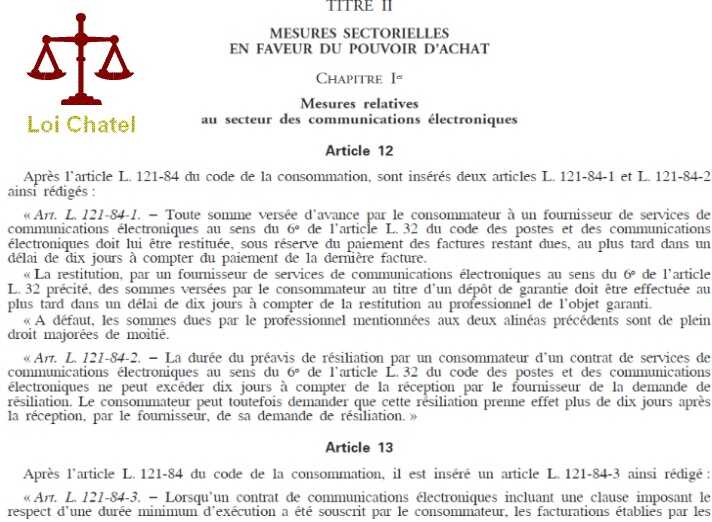 Loi chatel et résiliation mobile