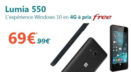 Bon plan Free Mobile : Le Lumia 550 en promo à 69 euros