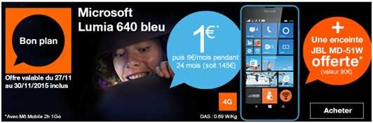 Bon plan Orange : Une enceinte JBL MD-51W offerte pour l’achat du Lumia 640 !