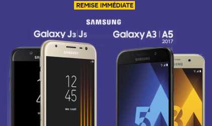 Opération Samsung : Remise immédiate sur le Galaxy J3, J5 2017 ou les Galaxy A 2017 chez SFR