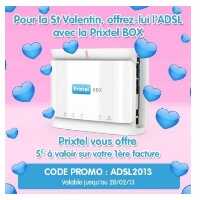 Cadeaux de St Valentin Prixtel, 5€ offert sur l'ADSL 