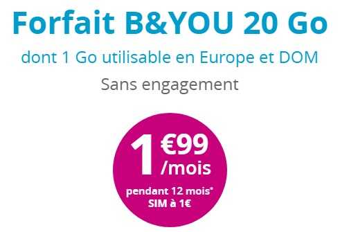 La série spéciale B&You 20Go à 1.99 euros est toujours disponible chez Bouygues Telecom