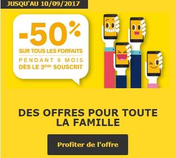 Votre forfait sans engagement à moitié prix chez La Poste Mobile dès le deuxième souscrit