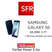 Le Samsung Galaxy S6 à 49.99€ en vente flash chez SFR jusqu'au lundi 10 Août minuit 