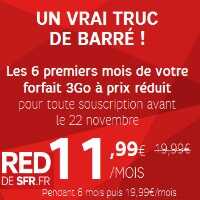 Bon plan : Forfait Red 3Go en promotion jusqu’au 22 Novembre !