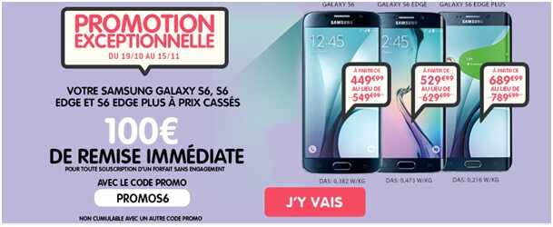 Samsung Galaxy S6, S6 Edge, S6 Edge Plus : Jusqu’à 170€ de remise chez NRJ Mobile ! 