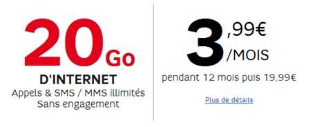 Le forfait illimité 20Go de SFR à 3.99€ s'applique aux clients Cyber Week