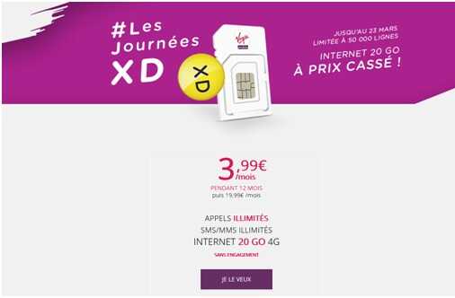 Virgin Mobile : Forfait illimité 20 Go à 3.99€, qui dit mieux ? 