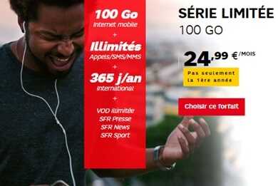 Les séries limitées avec 10Go, 100Go ou data illimitée de l'opérateur SFR (Altice) prolongées jusqu'au 23 octobre