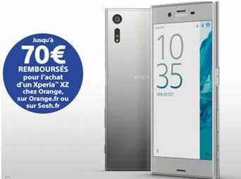 Bonne affaire : le Sony Xperia XZ Platine à 279.90 euros sans forfait chez Orange