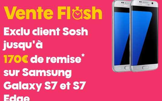 Vente flash Galaxy S7 ou S7 Edge : jusqu'à 170 euros offerts chez SOSH