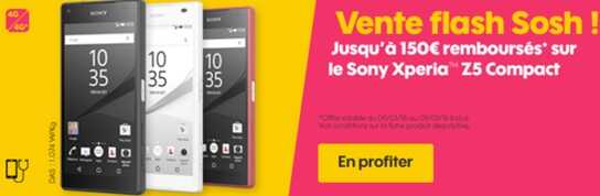 Vente flash exceptionnelle : le Sony Xperia Z5 Compact à 399€ chez Sosh !