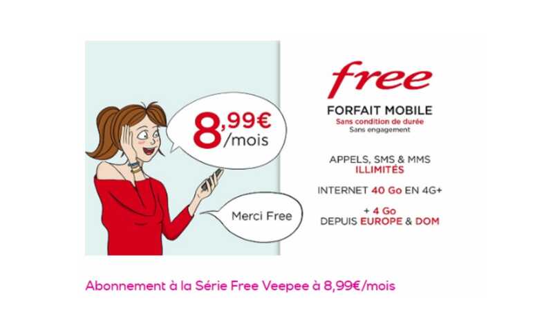 Vente privée : Le forfait Free Mobile avec 40Go de data à 8.99€ par mois à VIE 