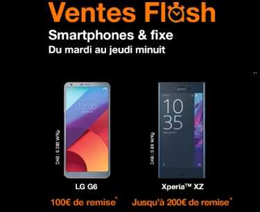 Xperia XZ , LG G6 et HTC U Play en vente flash avec un forfait Orange (jusqu'à 200 euros de remise)