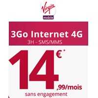 Nouveau chez Virgin Mobile : Un forfait 3H + 3Go en 4G à 14.99€ sans engagement !