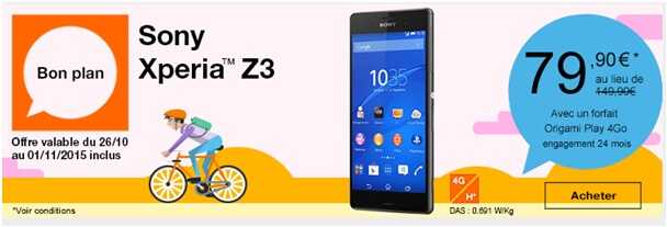 Bon plan Orange : Remise immédiate de 70€ pour l’achat du Sony Xperia Z3 !