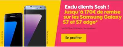 Vente flash Sosh : Jusqu'à 170 euros de remise sur les Samsung Galaxy S7 et S7 edge
