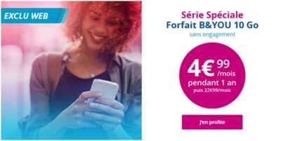 Derniers jours pour saisir la Série Spéciale B&YOU 10Go à 4.99 euros de Bouygues Telecom