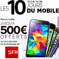 Les 10 jours du mobile SFR : 5€ de remise pendant 12 mois sur les formules carrées !
