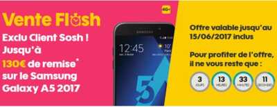 Vente flash SOSH : Le Samsung Galaxy A5 2017 à prix discount (exclu client)