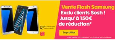 Exclu clients SOSH : Jusqu'à 150 euros de réduction sur les Samsung Galaxy S7, S7 edge et A3 2016