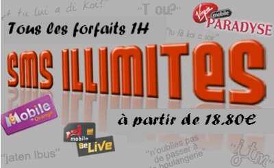 Les forfaits mobiles 1H avec SMS illimités 24h/24 à moins de 25 €