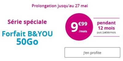 Tic Tac ... La Série Spéciale B&YOU 50Go à moins de 10 euros s'arrête bientôt