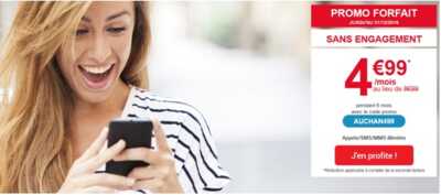 Auchan Telecom brade son forfait illimité à 4.99 euros par mois
