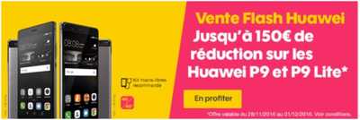 Vente Flash SOSH : Jusqu'à 150 euros de réduction sur les Huawei P9 et P9 Lite