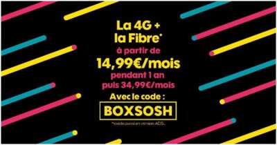 Bon plan SOSH : La 4G et la Fibre à partir de 14.99 euros avec le code BOXSOSH