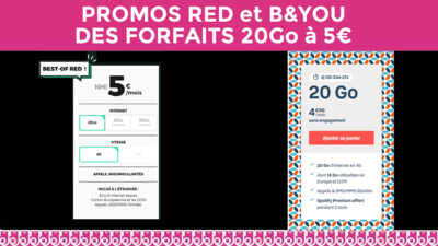 A saisir ce week-end : Les promos 20Go à 5€ chez RED by SFR ou B&You