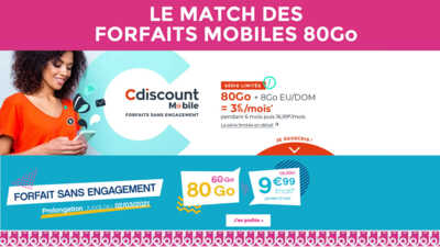 Cdiscount et Coriolis font la promo des forfaits mobiles 80Go, lequel choisir ?