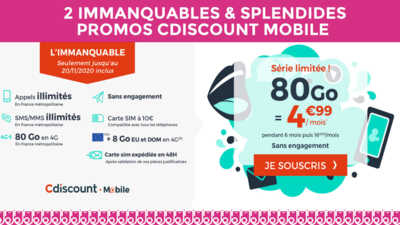 Ce n'est pas un...mais 2 splendides forfaits à moins de 5€ chez Cdiscount  !