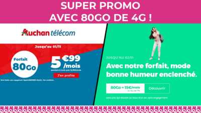 Découvrez deux forfaits mobiles avec 80Go de 4G dès 5,99€/mois !