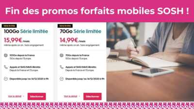 Dernières heures : la promo forfait mobile SOSH 70Go ou 100Go à prix canon