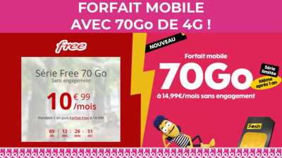 Deux forfaits sans engagement avec 70Go de 4G chez Free et Sosh !