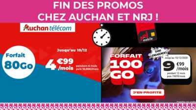 FORFAIT MOBILE : fin de deux promos avec 80Go et 100Go de 4G à moins de 10€ !