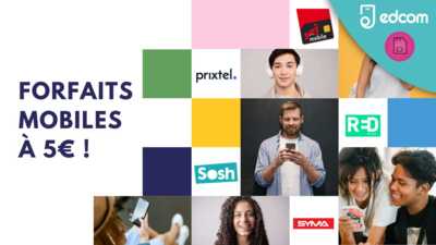 FORFAIT PAS CHER : 5 forfaits mobiles à 5 euros sont à découvrir chez Sosh, RED by SFR, Prixtel, Syma et NRJ Mobile !