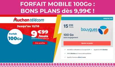 Forfait mobile 100Go : découvrez deux bons plans dès 9,99€ !