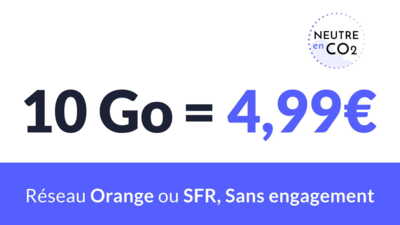 Bon plan ! Votre forfait mobile 10 Go à seulement 4,99€ par mois !