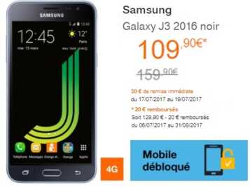Dernière chance : le Samsung Galaxy J3 à 110 euros sans abonnement chez Orange