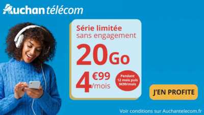 Le forfait mobile 20 Go en série limitée à 4.99€ d’Auchan Telecom s’arrête bientôt !