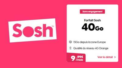 Le forfait sans engagement SOSH 40Go à 9.99€ sur le réseau Orange : l'offre incontournable de cette fin d'année !