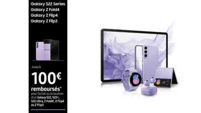 PROMO SAMSUNG : jusqu'à 100€ remboursés sur toute la gamme Samsung Galaxy S22 !