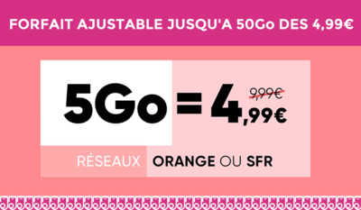 Forfait Mobile illimité à moins de 5€ sur les réseaux Orange ou SFR