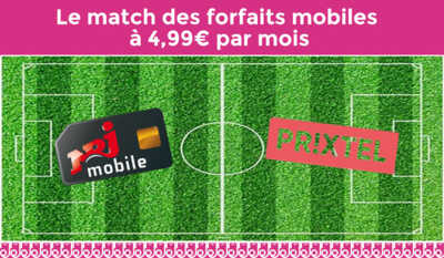 Quid du forfait mobile à 4,99€ / mois : NRJ VS Prixtel