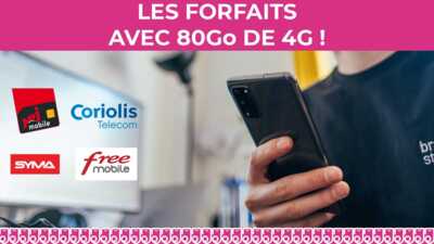 Top 4 des forfaits 80Go à partir de 4.99€