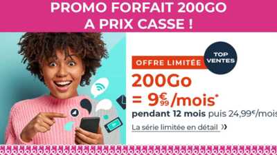 Top promo du jour : Un forfait mobile 200Go à moins de 10€