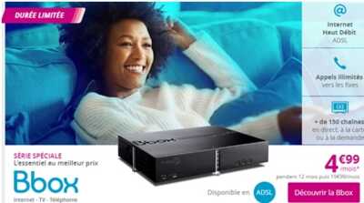 La BOX Internet Haut Débit de Bouygues Telecom au prix exceptionnel de 4.99 euros jusqu'au 03 juillet