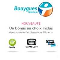 Les bonus Sensation Spotify, CanalPlay Start ou Gameloft sont disponibles chez Bouygues Telecom !